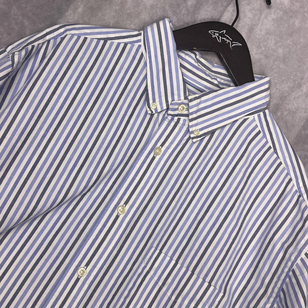 Cremieux Classics Button Down Shirt Mens 2XT Blue Striped Tall Long Slv